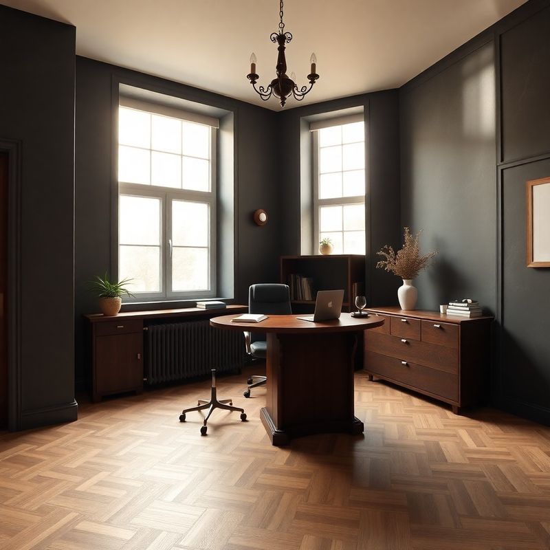 Minimalistická finanční kancelář v Olomouci s dřevěným stolem a měkkým denním světlem